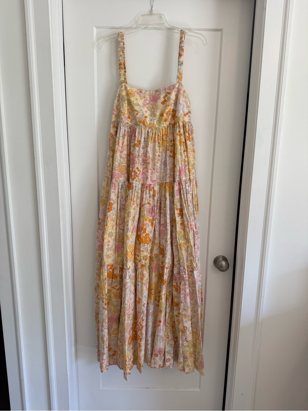Free People Floral Tiered Maxi Dress - Pink & Orange Accents - Picture 3 of 5